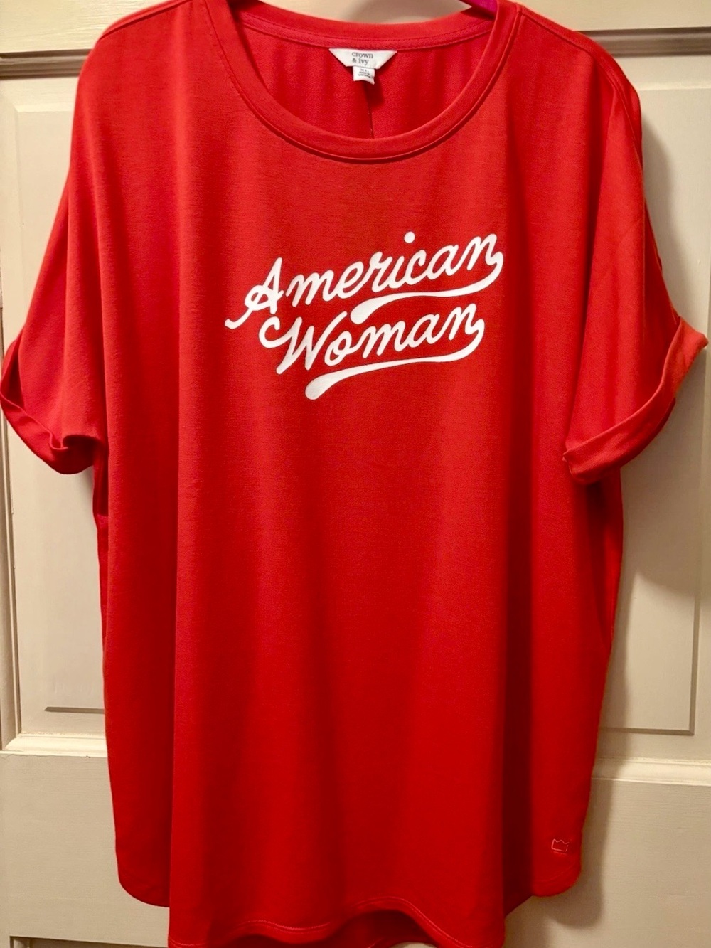 crown & ivy Red 'American Woman' Graphic Tee - White Script